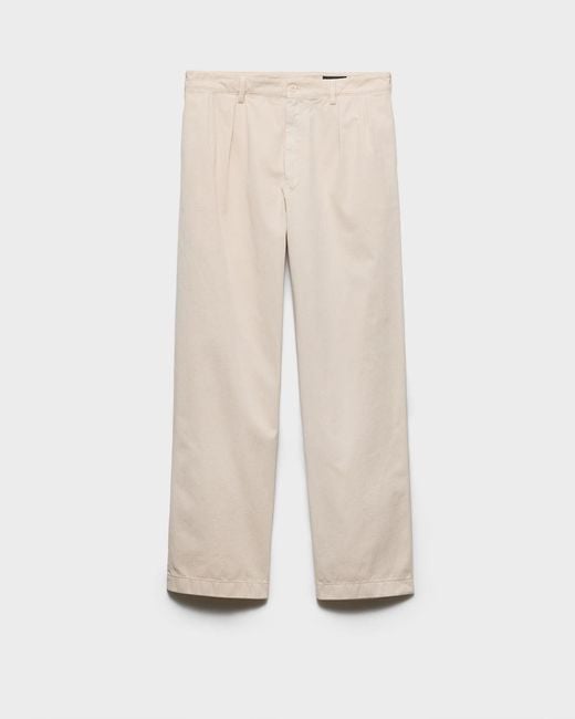 Prada Natural Straight Leg Cotton Pants for men