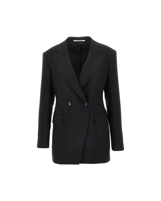 Tagliatore Black 'Astra' Double-Breasted Canvas Jacket