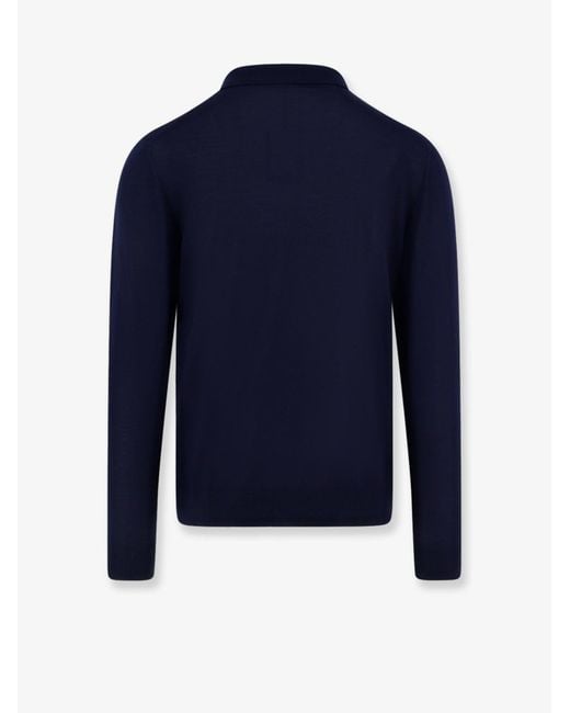 Kiton Blue Wool Polo Shirt for men