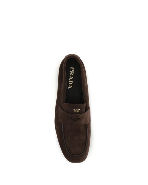 Prada White Suede Loafers for men