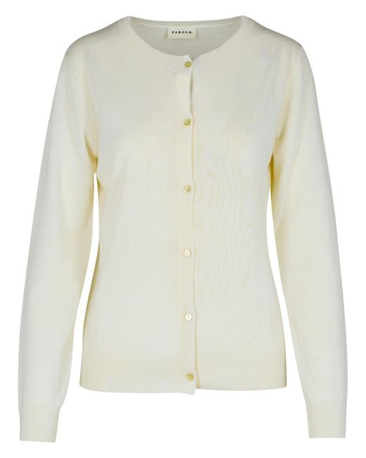 P.A.R.O.S.H. White P.A.R.O..H. 'Linfa' Cream Wool Blend Cardigan
