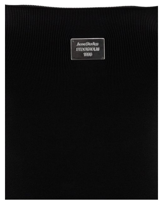 Acne Black Strap Logo Mini Dress For