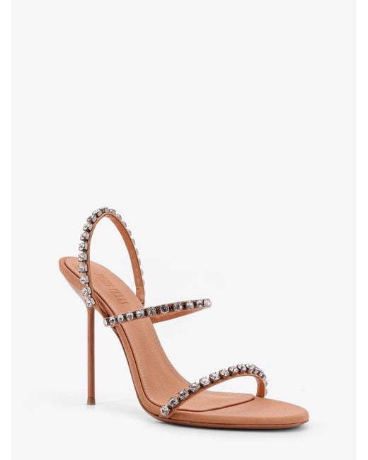Paris Texas White Lidia Satin Sandals With Crystal Detail