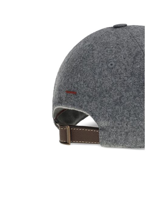 Brunello Cucinelli Gray Logo Baseball Hat for men