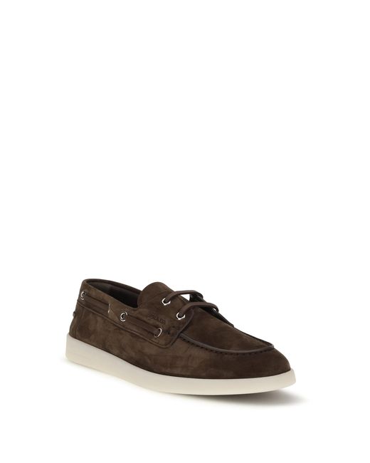 Prada Multicolor Suede Boat Loafers for men