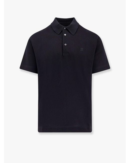 Givenchy Blue Pique Cotton Polo Shirt With 4G Embroidery for men