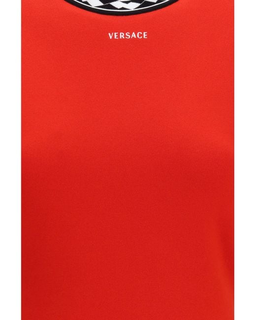 Versace Red Cotton Knit Mini Dress
