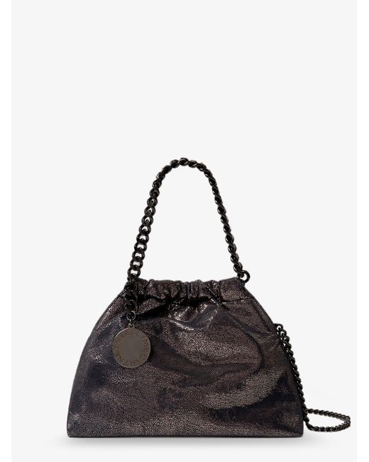Stella McCartney Black Falabella Eco Shiny Dotted Chamois Fabric Shoulder Bag