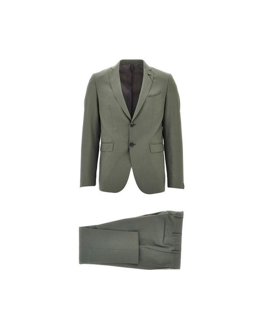 Santaniello Green Wool-Blend Single-Breasted Suit for men