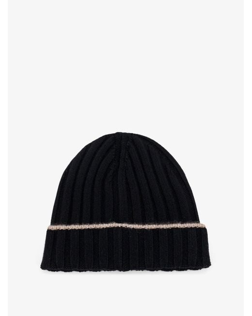 Brunello Cucinelli Black Cashmere Beanie for men