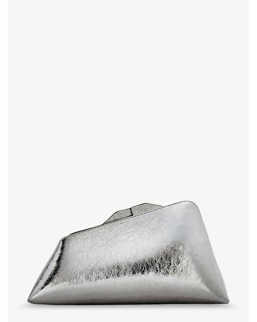 The Attico White 8.30 Pm Laminated Leather Clutch Bag With Logo Engraved On The Bottom