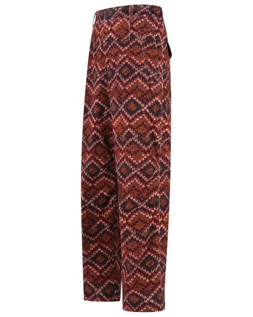 Dries Van Noten Red 'Pencks' Cotton Pants for men