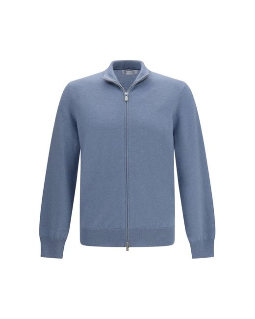 Brunello Cucinelli Blue Pure Cashmere Cardigan for men