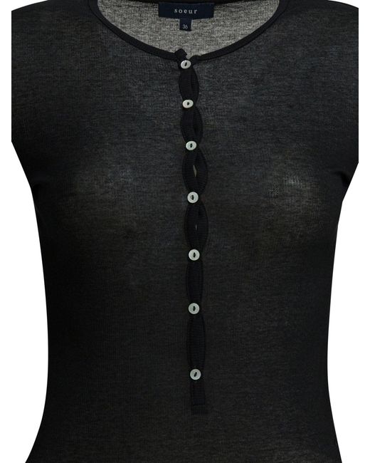 Soeur Black Cotton T-Shirt