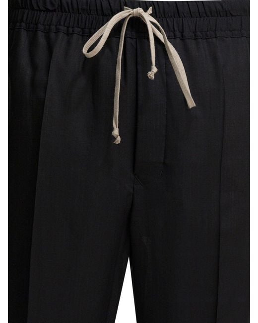 Rick Owens Black Drawstring Slim Long Pants for men