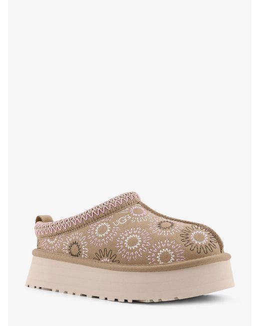 Ugg Natural W Tazz Suede Sandals With Embroidery