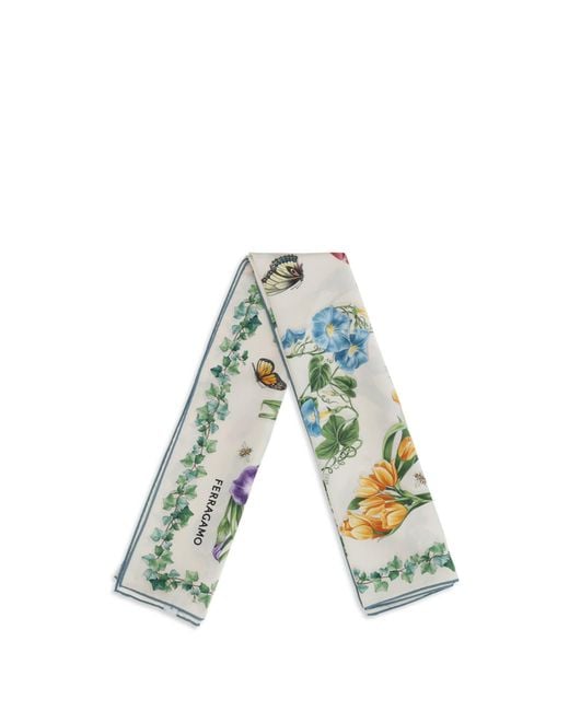 Ferragamo Multicolor Silk Scarf Eden Print