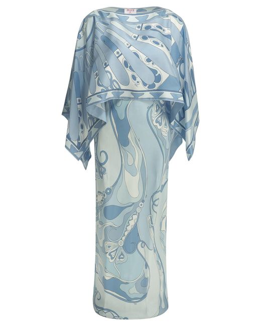 Women's Blue "Orchid" Slip Dress With Shrug Cover-Up
