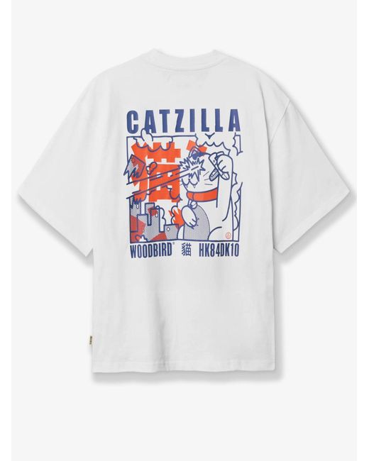 Woodbird White Wbbaine Zilla Tee Cotton T-Shirt for men