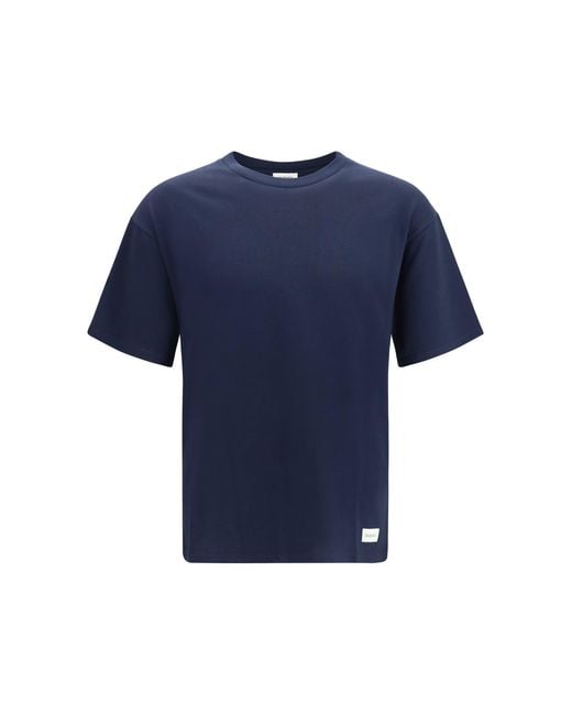 Saint Laurent Blue Cotton Crewneck T-Shirt for men