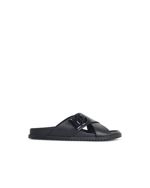 Dolce & Gabbana White Leather Slippers for men