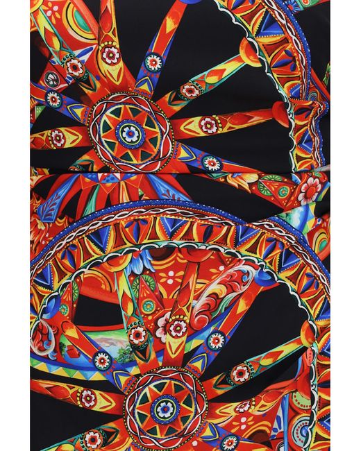 Dolce & Gabbana Red Dolce & Gabbana Carretto Print Charmeuse Dress