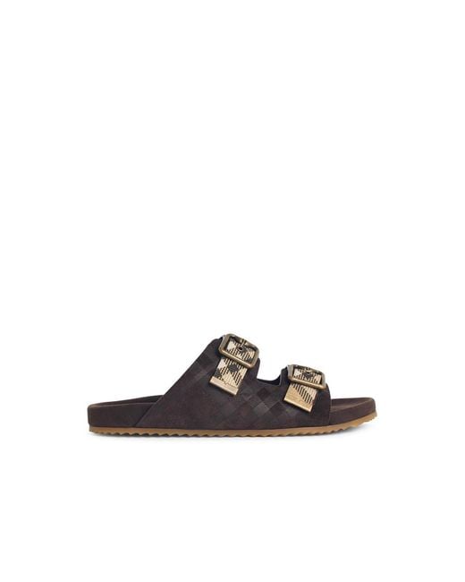 Burberry White 'Urchin' Suede Sandals Check for men