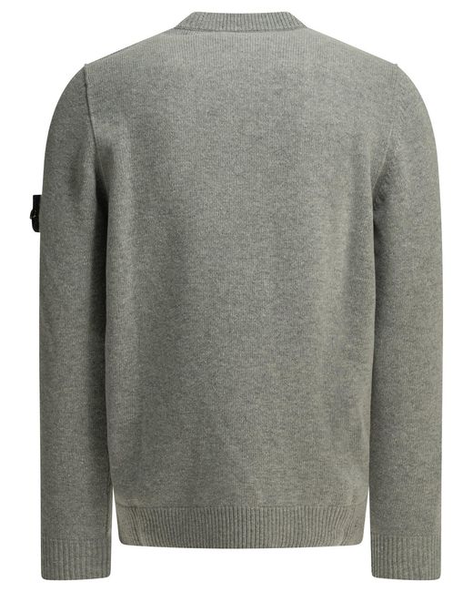 Stone Island Gray Crew-Neck Sweater for men