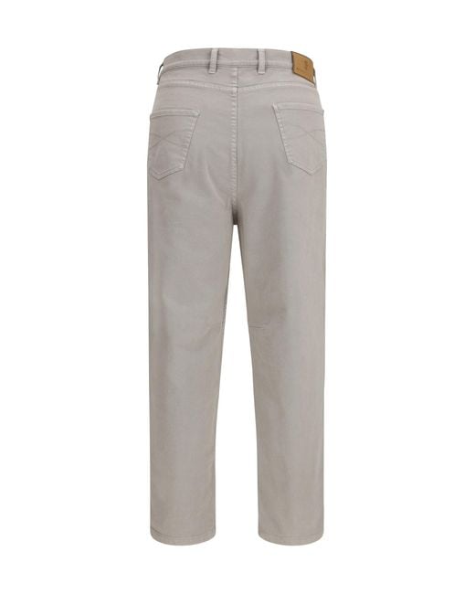 Brunello Cucinelli Gray Stretch Canvas Pants for men