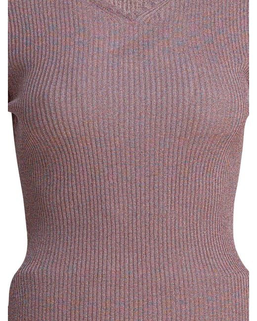 Miu Miu Purple Wool Blend V-Neck Sweater