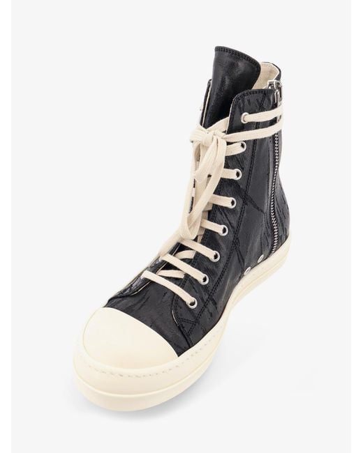 Rick Owens Blue High-Top Leather Sneakers for men