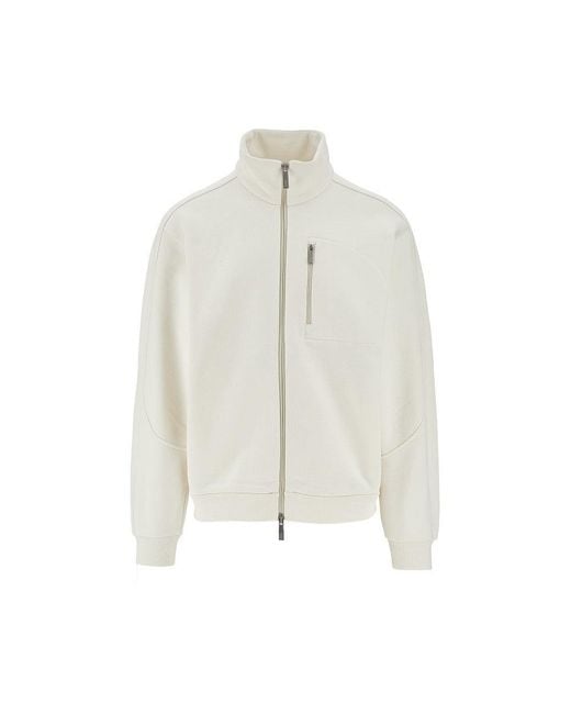 Herno White Laminar Full-Zip Cotton Sweatshirt for men