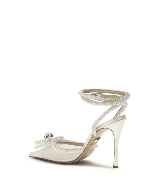 Mach & Mach White Mach & Mach Double Bow Satin Pumps