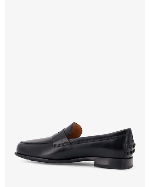 Tod's Black Leather Loafers With Gommini Detail On The Back
