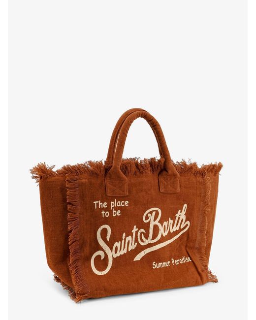 Mc2 Saint Barth Brown Vanity Linen Shoulder Bag