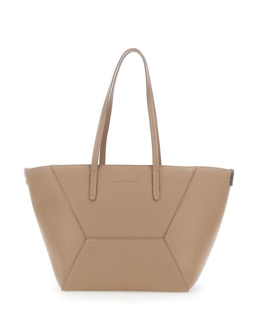Brunello Cucinelli Natural "Duo" Large Shoulder Bag