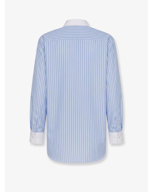 Dior Blue Dior Cotton Shirt With Dior Embroidery for men