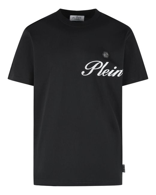 Philipp Plein Black 'Signature' Cotton T-Shirt for men