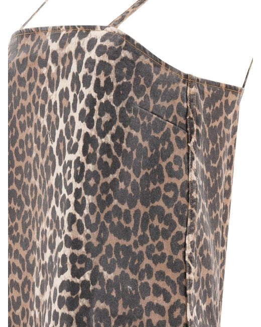 Ganni Brown Dress With Animal Pattern