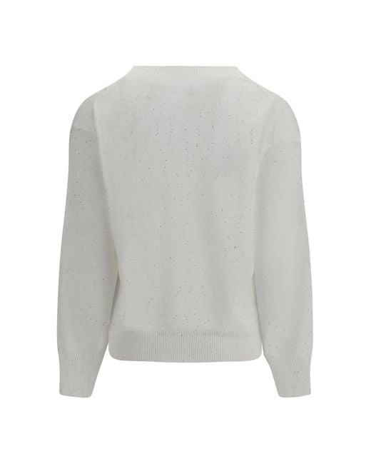 Brunello Cucinelli White Sparkling Linen T-Shirt