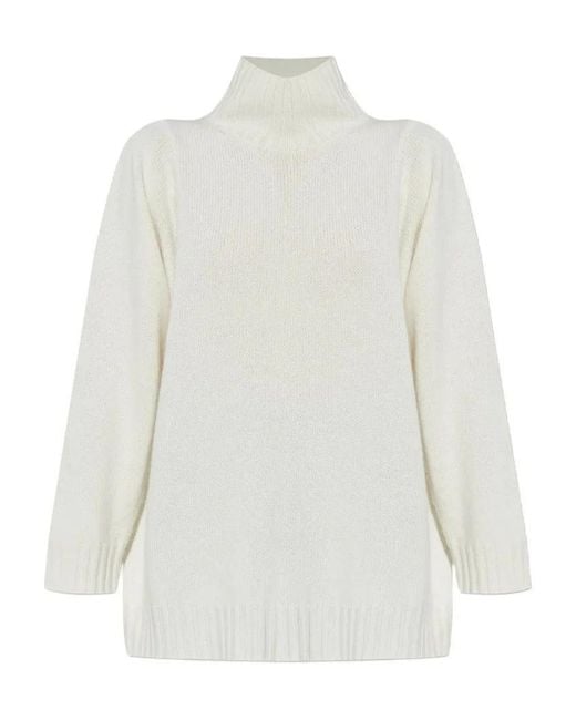 Max Mara White Cashmere Turtleneck Sweater