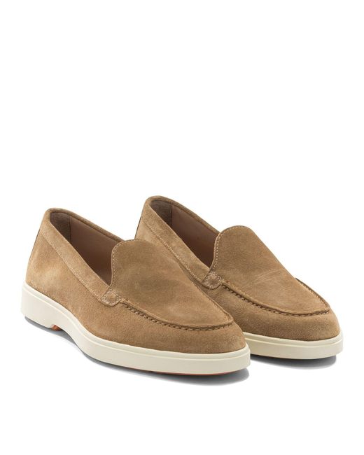 Santoni Brown Suede Loafers