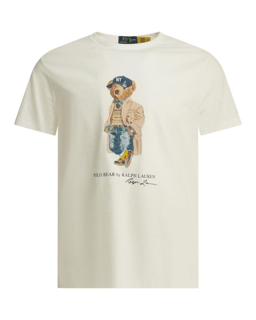 Polo Ralph Lauren White Polo Bear Crew-Neck T-Shirt for men