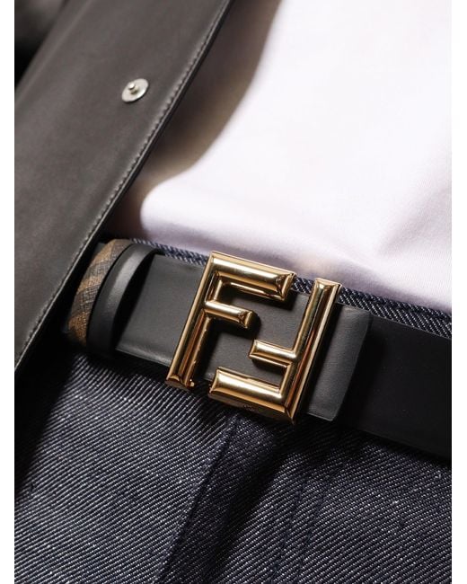 Fendi White Rounded Reversible Belt for men