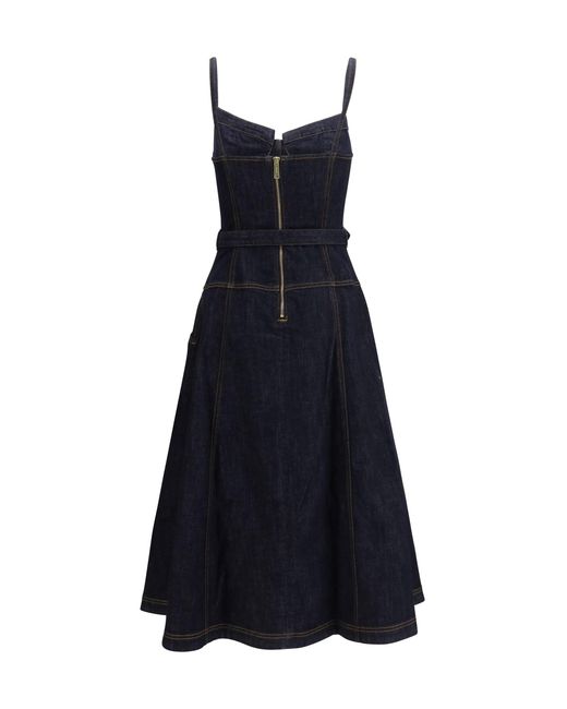 Self-Portrait Blue Denim Flared Midi Dress