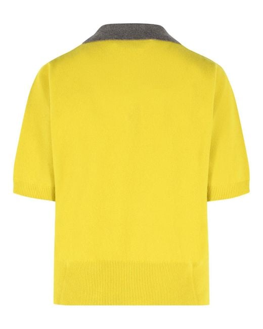 Marni Yellow Cashmere Polo Shirt