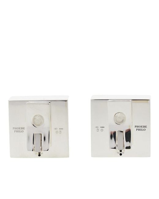 Phoebe Philo White Cube Studs Earrings
