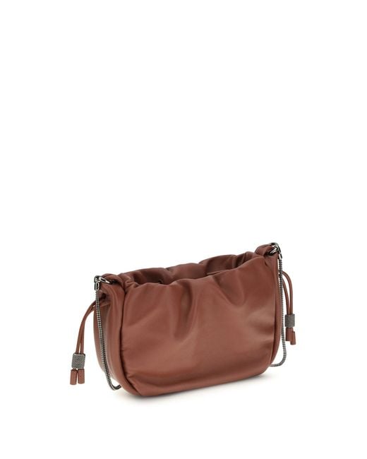 Brunello Cucinelli Brown Bucket Mellow Mini Shoulder Bag