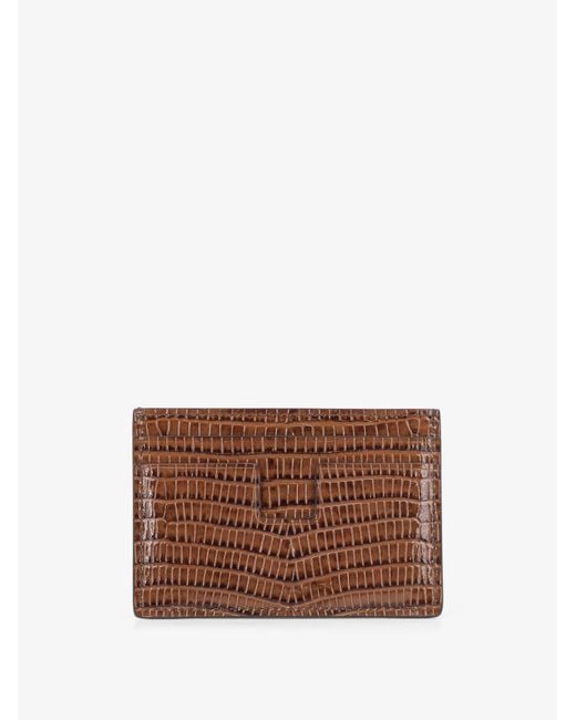 Tom Ford Brown Leather Card Holder for men