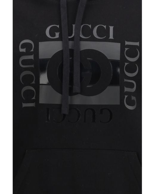Gucci Black Printed Hoodie for men